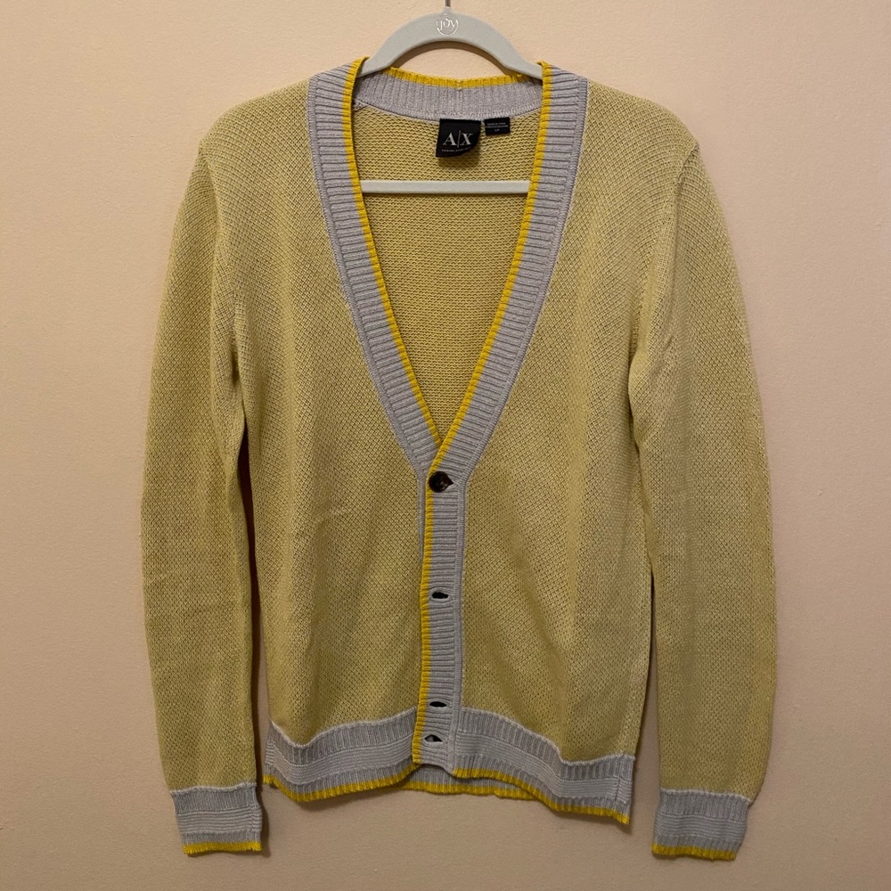 A/X men knit button yellow cardigan size S
